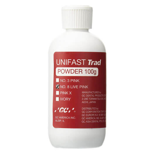 GC UNIFAST Trad, Powder, Self-Cure Acrylic Resin, Live Pink #8, 100g
