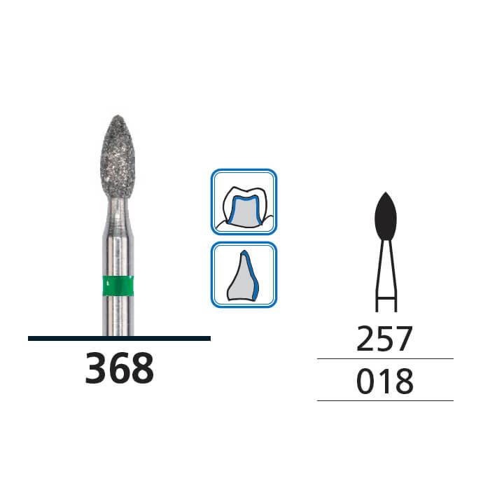 Diamond Burs, Oval Pointed End, Coarse, FG 018