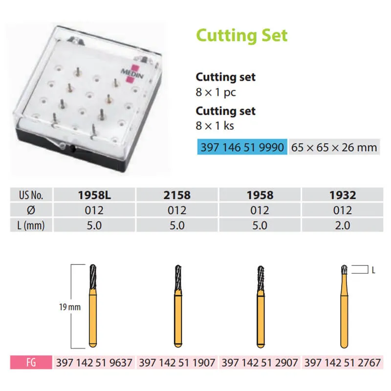 Crown Cutters Set/8 Burs