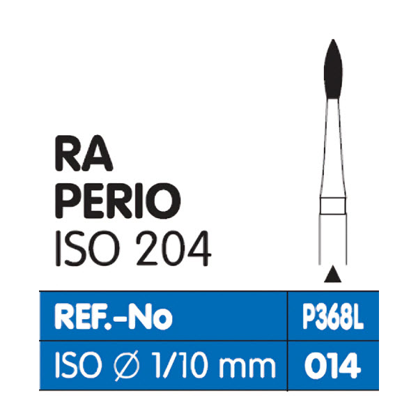 Perio Diamond Burs RA, Pointed Football 368L, Medium Grit, FG-014