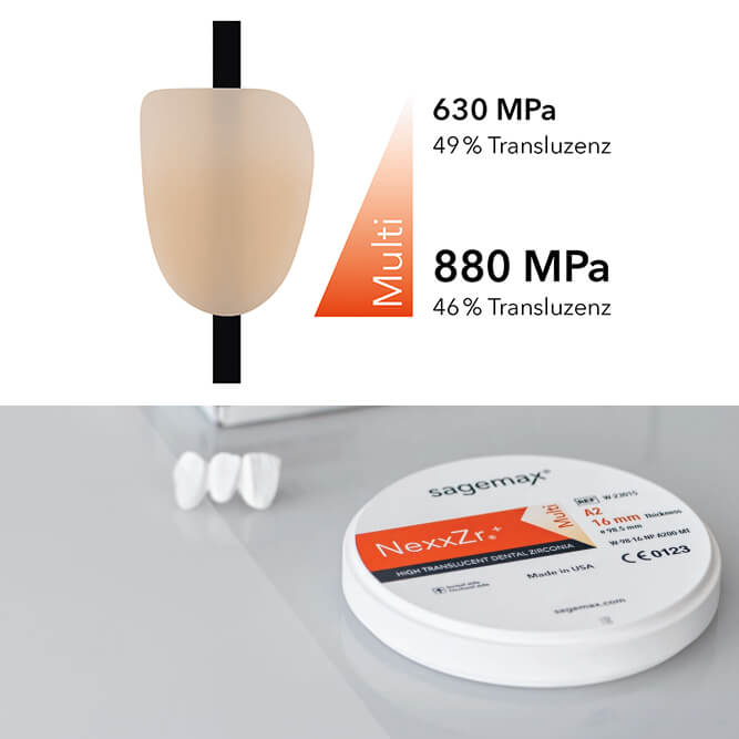 NexxZr +, A2, 98, 16mm, HT+, Multi, Zirconia Disc Block