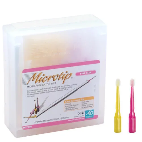 Microtip Applicators, Fine, 4 Handles (Yellow & Pink)