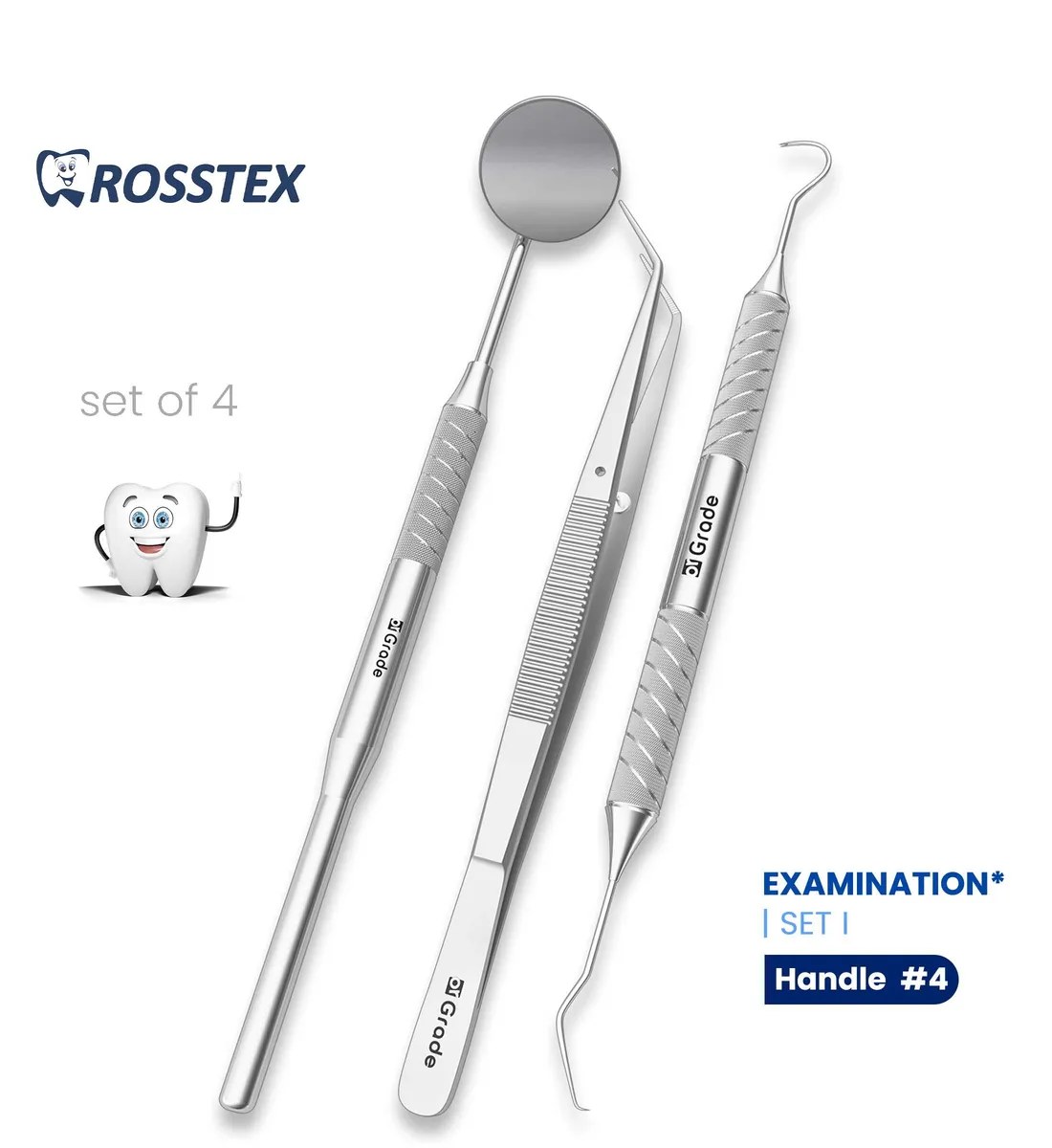 Dental Examination Set, 4 Pcs, Handle No. 4