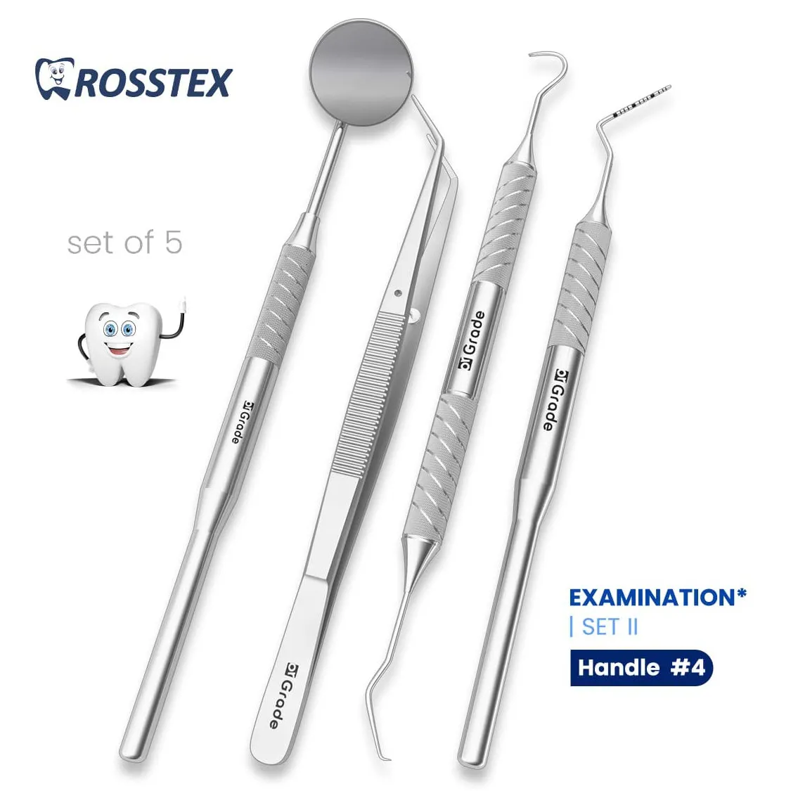 Dental Examination Set, 5 Pcs, Handle No. 4