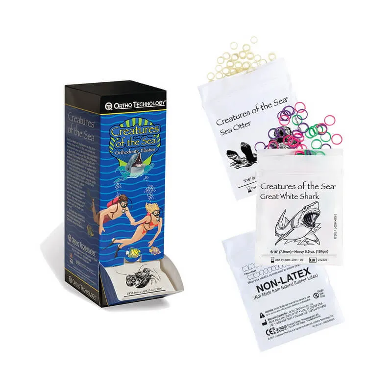 Elastics Amber Medium 1/8" Manta Ray, PK/50