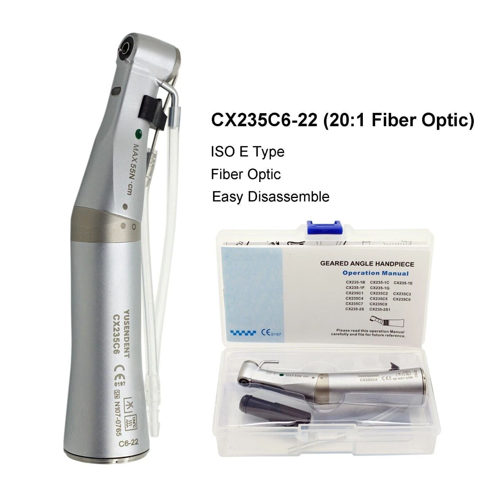 Geared Angle Handpiece (20:1 Fiber Optic) for Implantology
