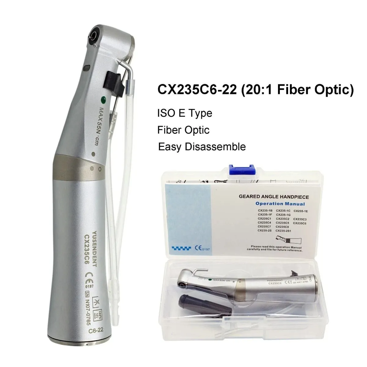 Geared Angle Handpiece (20:1 Fiber Optic) for Implantology