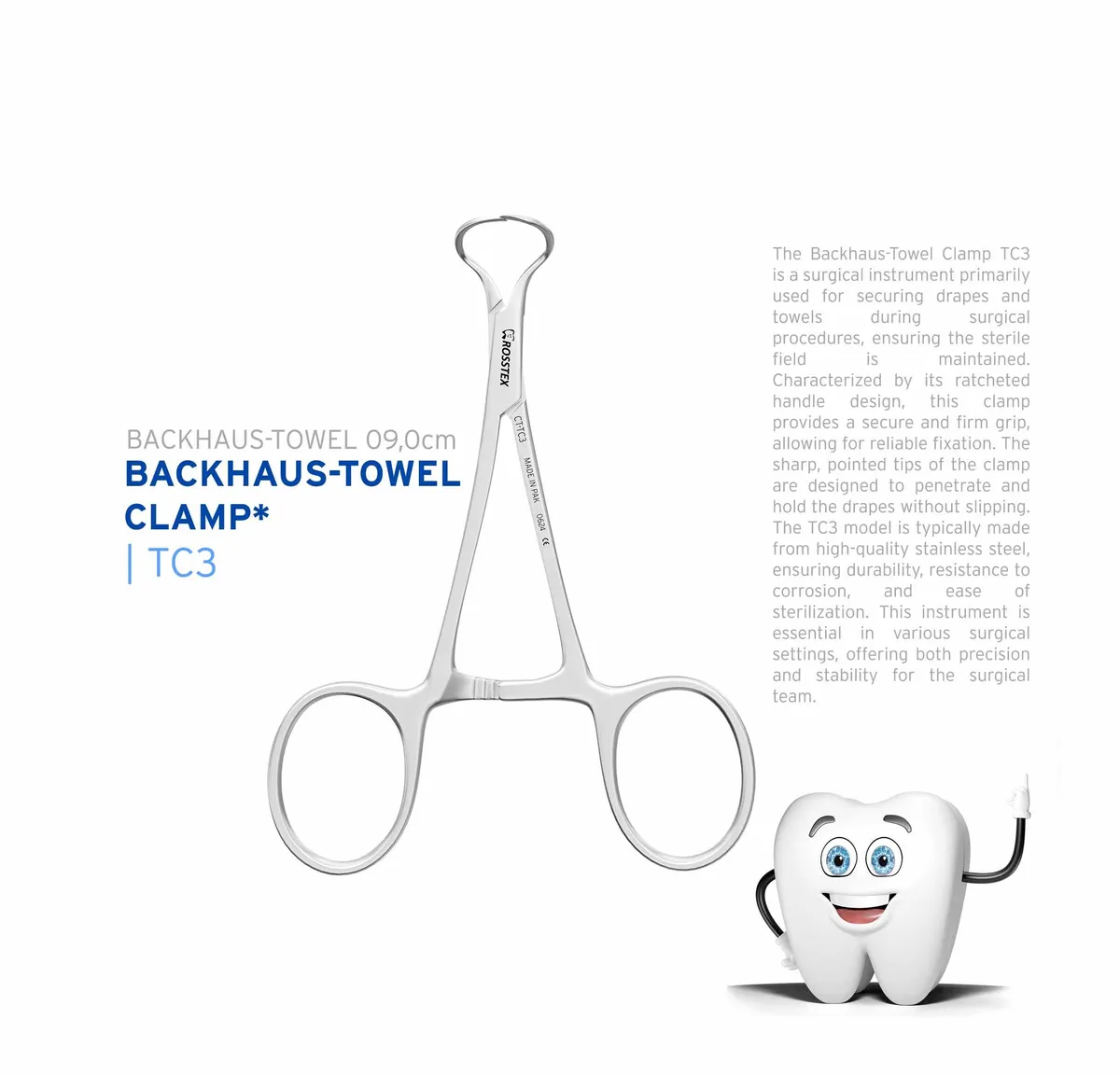 Surgical Clamp Backhaus-Towel, 9.0 cm