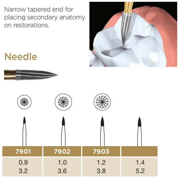 Trimming & Finishing Carbide Bur, Interproximal, FG-010, 12 Blades