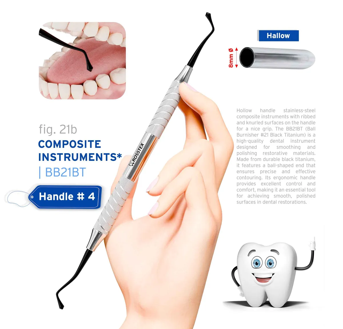Composite Instrument BB21, Titanium Nitride Coated, Hollow Handle No. 4